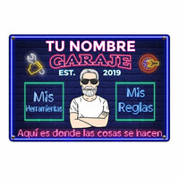 Personalized Grandpa Garage Man Cave Spanish Garaje Metal Sign DB318 87O34 thumb 1