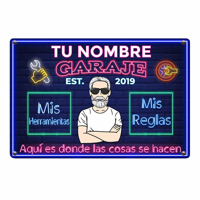 Personalized Grandpa Garage Man Cave Spanish Garaje Metal Sign DB318 87O34 1