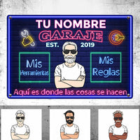 Personalized Grandpa Garage Man Cave Spanish Garaje Metal Sign DB318 87O34 thumb 1