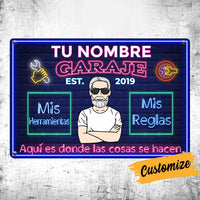 Personalized Grandpa Garage Man Cave Spanish Garaje Metal Sign DB318 87O34 thumb 1