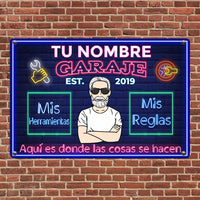 Personalized Grandpa Garage Man Cave Spanish Garaje Metal Sign DB318 87O34 thumb 1