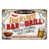 Personalized Family Backyard Bar And Grill Metal Sign DB319 87O53 1