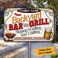 Personalized Family Backyard Bar And Grill Metal Sign DB319 87O53 thumb 1