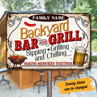 Personalized Family Backyard Bar And Grill Metal Sign DB319 87O53 thumb 1
