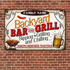 Personalized Family Backyard Bar And Grill Metal Sign DB319 87O53 1