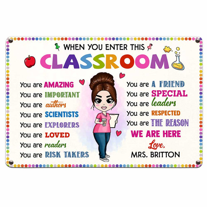 Personalized Teacher Classroom Metal Sign JR37 81O47 1