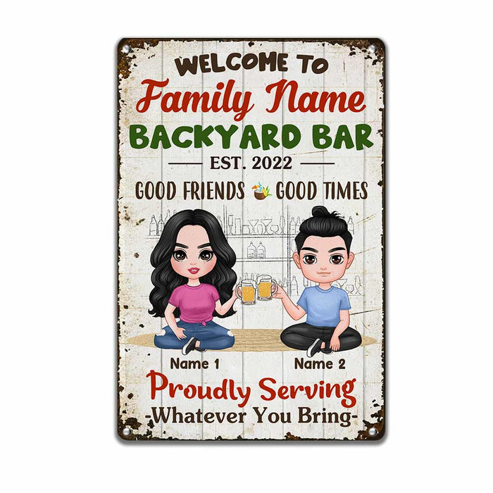 Personalized Outdoor Decor Backyard Bar Metal Sign DB314 30O57 1