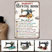 Personalized Indoor Decor Sewing Room Rules Metal Sign JR38 81O47 thumb 1