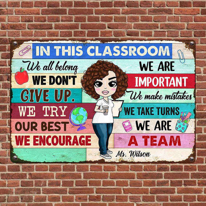 Personalized Indoor Decor Classroom Teacher Metal Sign JR33 30O34 1