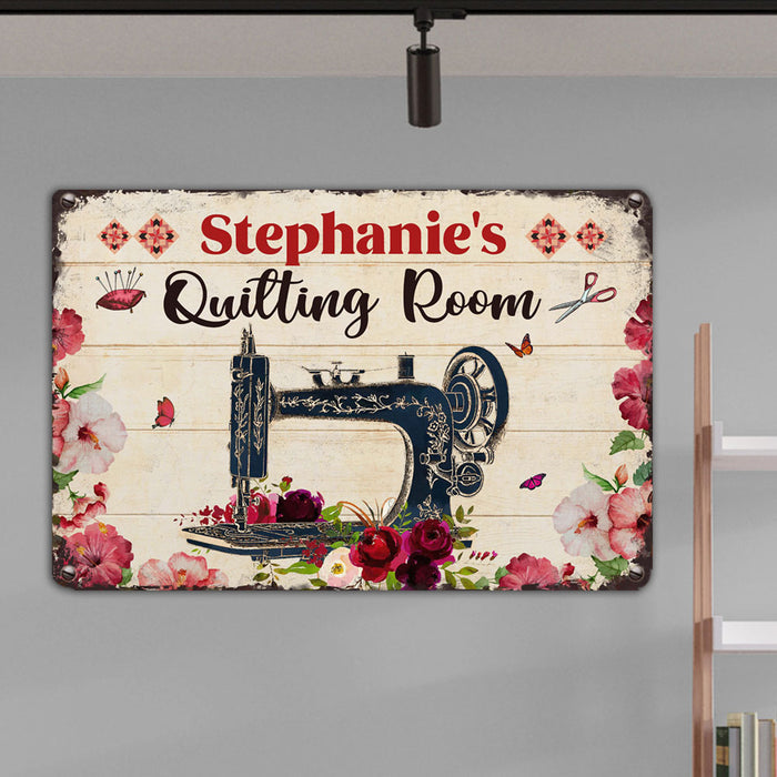 Personalized Indoor Decor Quilting Sewing Room Metal Sign JR33 95O32 1