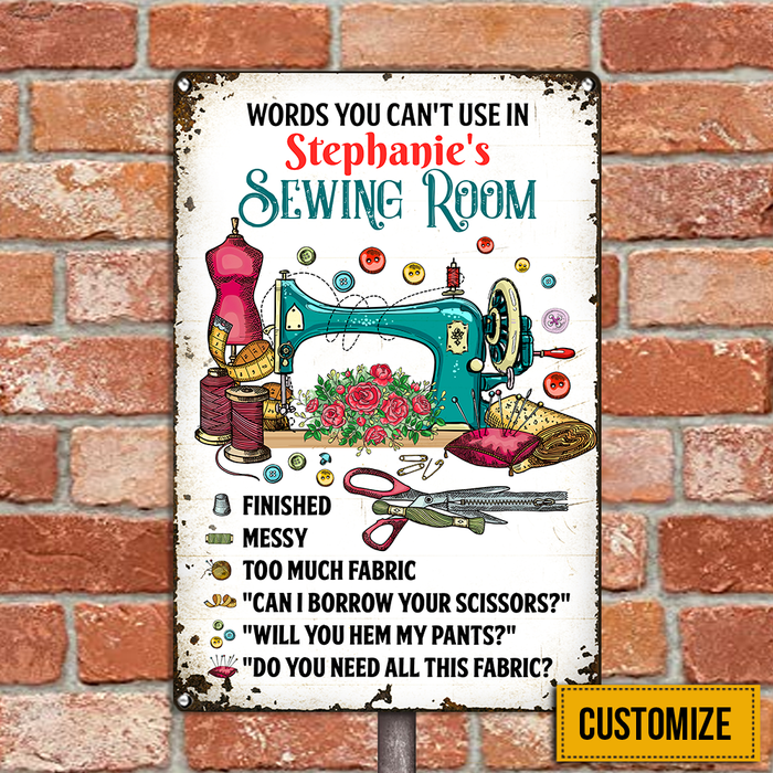 Personalized Indoor Decor Sewing Room Metal Sign JR35 30O24 1