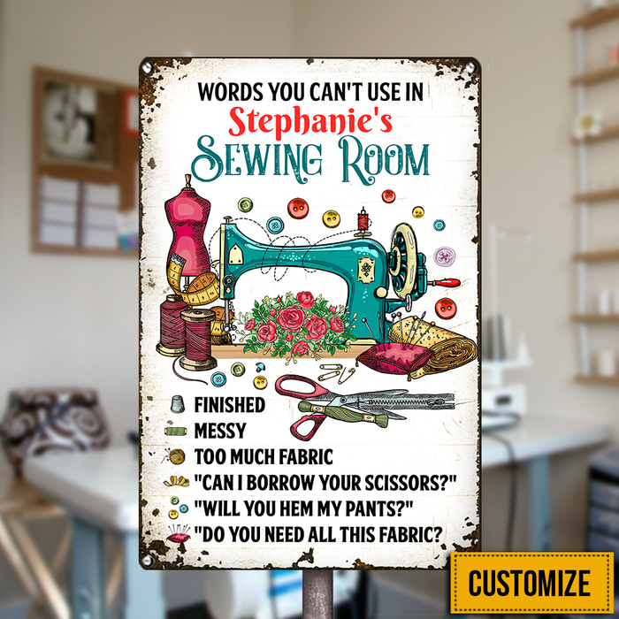 Personalized Indoor Decor Sewing Room Metal Sign JR35 30O24 1