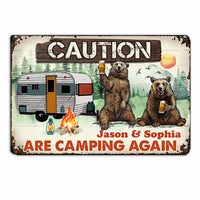 Personalized Camping Again Bear Couple Metal Sign JR310 81O34 thumb 1
