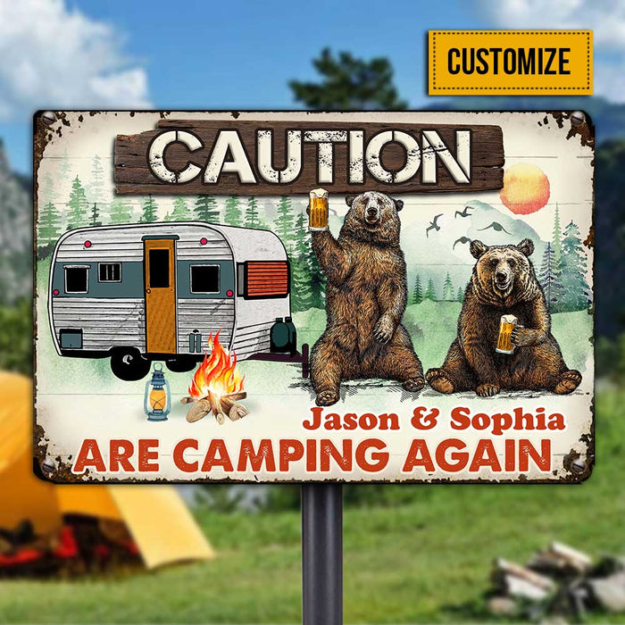 Personalized Camping Again Bear Couple Metal Sign JR310 81O34 1