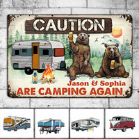 Personalized Camping Again Bear Couple Metal Sign JR310 81O34 thumb 1