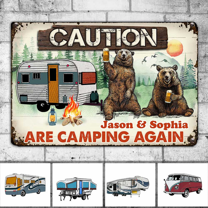 Personalized Camping Again Bear Couple Metal Sign JR310 81O34 1