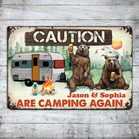 Personalized Camping Again Bear Couple Metal Sign JR310 81O34 thumb 1