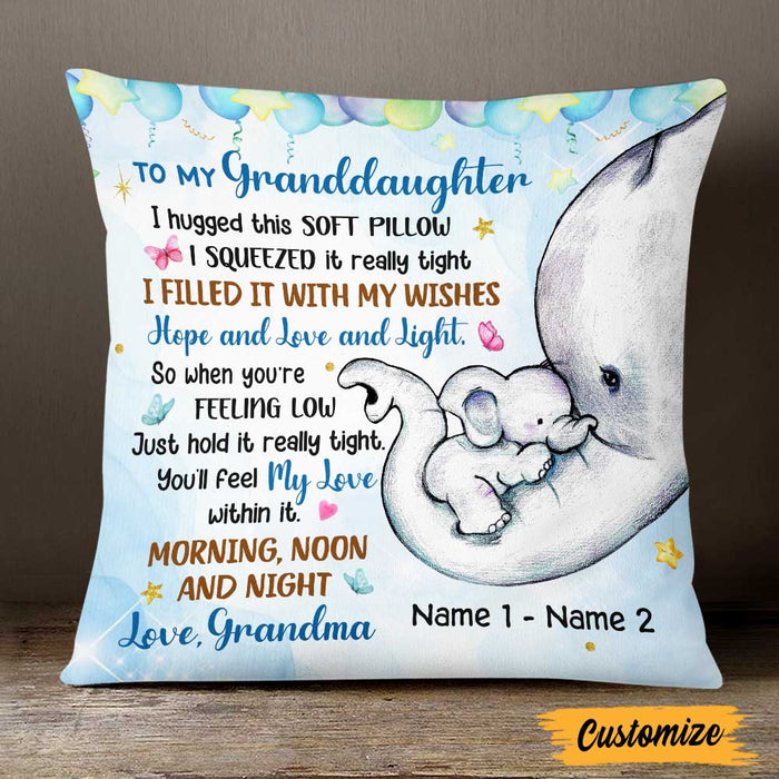 Personalized Elephant Granddaughter Hug This Pillow JR35 81O47 1