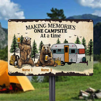Personalized Camping Bear Couple Husband Wife Pillow Metal Sign JR31 81O58 thumb 1