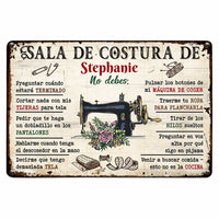 Personalized Sewing Room Rules Spanish Costura Metal Sign JR311 81O47 thumb 1