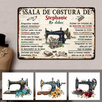 Personalized Sewing Room Rules Spanish Costura Metal Sign JR311 81O47 thumb 1