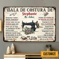 Personalized Sewing Room Rules Spanish Costura Metal Sign JR311 81O47 thumb 1