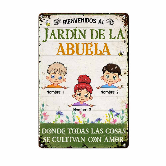 Personalized Grandma Garden Spanish Metal Sign JR38 30O58 1
