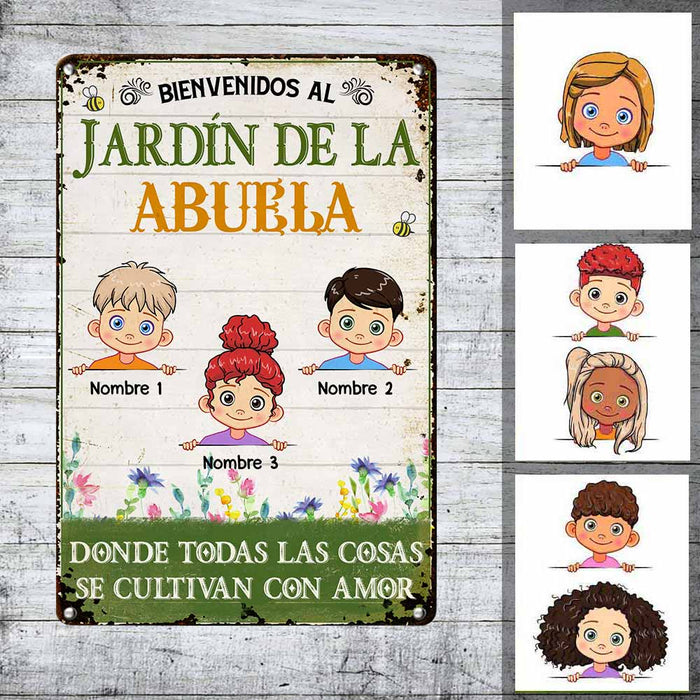 Personalized Grandma Garden Spanish Metal Sign JR38 30O58 1