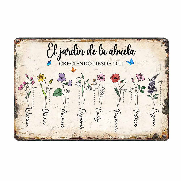 Personalized Grandma Grandparent Mom Garden Spanish Metal Sign JR39 30O58 1