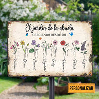 Personalized Grandma Grandparent Mom Garden Spanish Metal Sign JR39 30O58 thumb 1