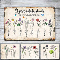 Personalized Grandma Grandparent Mom Garden Spanish Metal Sign JR39 30O58 thumb 1
