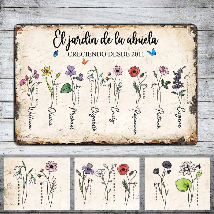 Personalized Grandma Grandparent Mom Garden Spanish Metal Sign JR39 30O58 1
