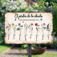 Personalized Grandma Grandparent Mom Garden Spanish Metal Sign JR39 30O58 thumb 1
