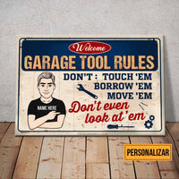 Personalized Dad Garage Tool Rules Poster DB272 81O58 thumb 1