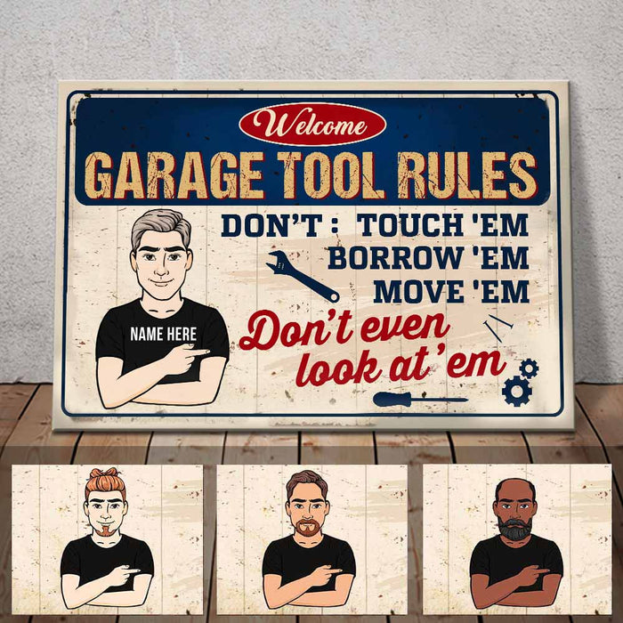 Personalized Dad Garage Tool Rules Poster DB272 81O58 1