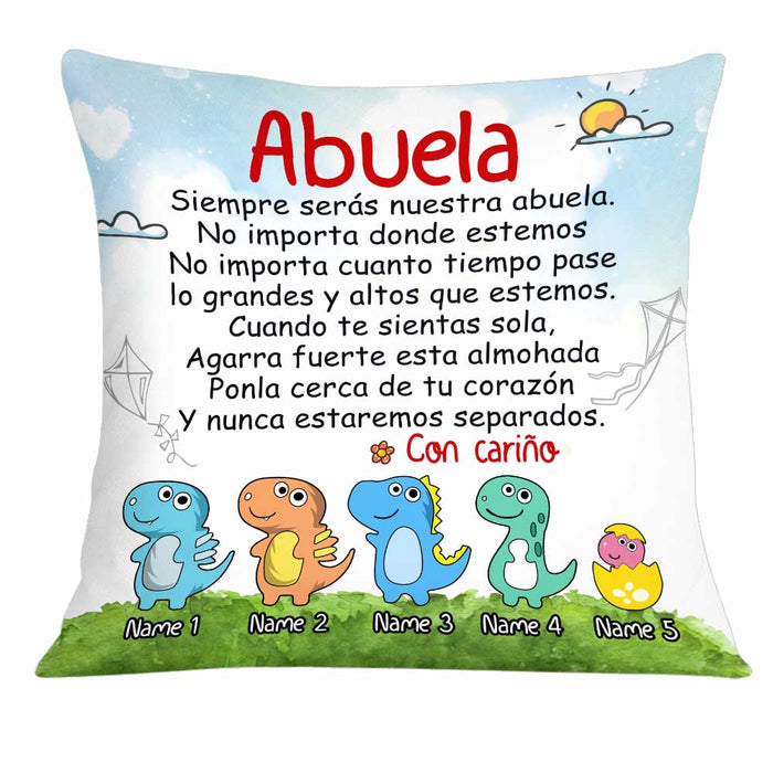 Personalized Mom Grandma Daughter Granddaughter Son Grandson Spanish Mamá Abuela Dinosaur Pillow JR31 24O34 1