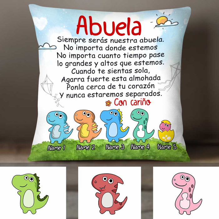 Personalized Mom Grandma Daughter Granddaughter Son Grandson Spanish Mamá Abuela Dinosaur Pillow JR31 24O34 1