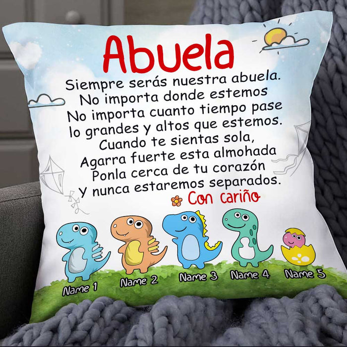 Personalized Mom Grandma Daughter Granddaughter Son Grandson Spanish Mamá Abuela Dinosaur Pillow JR31 24O34 1