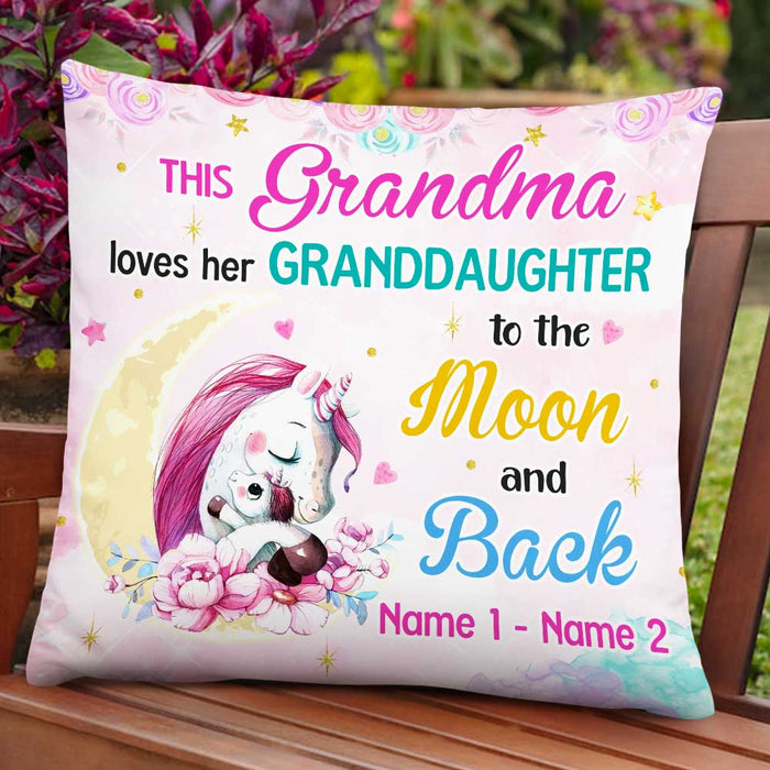 Personalized Mom Grandma Daughter Granddaughter Unicorn Pillow JR34 24O47 1