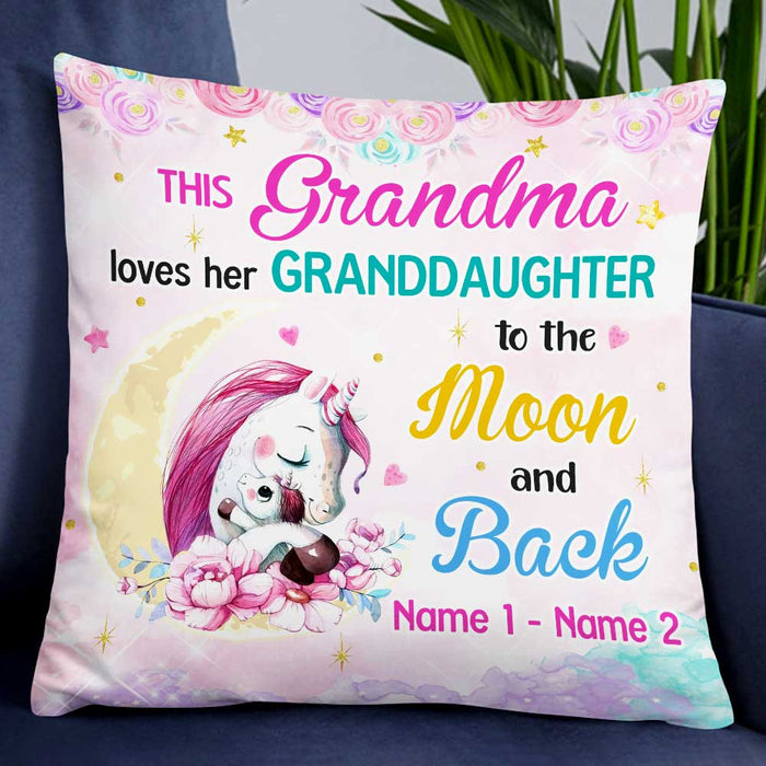 Personalized Mom Grandma Daughter Granddaughter Unicorn Pillow JR34 24O47 1