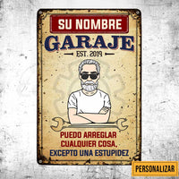 Personalized Grandpa Dad Garage Man Cave Spanish Garaje Metal Sign JR33 87O47 thumb 1