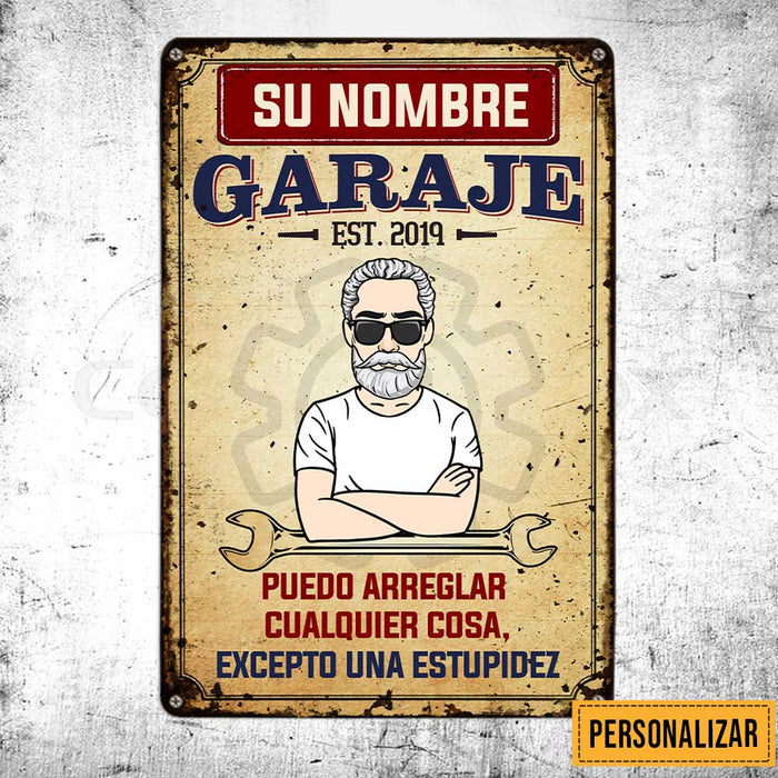 Personalized Grandpa Dad Garage Man Cave Spanish Garaje Metal Sign JR33 87O47 1