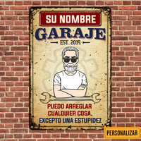 Personalized Grandpa Dad Garage Man Cave Spanish Garaje Metal Sign JR33 87O47 thumb 1
