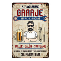 Personalized Grandpa Dad Garage Man Cave Spanish Garaje Metal Sign JR34 87O53 thumb 1