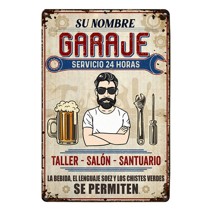 Personalized Grandpa Dad Garage Man Cave Spanish Garaje Metal Sign JR34 87O53 1