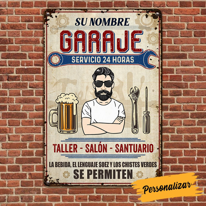 Personalized Grandpa Dad Garage Man Cave Spanish Garaje Metal Sign JR34 87O53 1