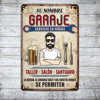 Personalized Grandpa Dad Garage Man Cave Spanish Garaje Metal Sign JR34 87O53 thumb 1