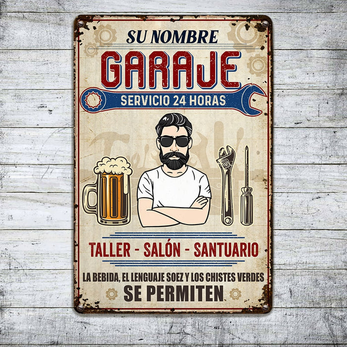 Personalized Grandpa Dad Garage Man Cave Spanish Garaje Metal Sign JR34 87O53 1
