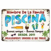 Personalized Pool Good Memories Spanish Piscina Metal Sign JR38 87O47 thumb 1