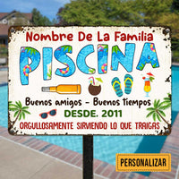 Personalized Pool Good Memories Spanish Piscina Metal Sign JR38 87O47 thumb 1